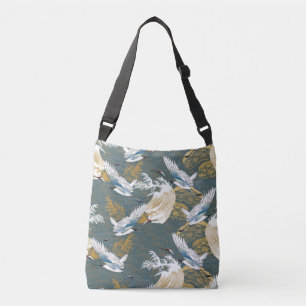Japansk Vintage Crane Birds Mönster Axelväska