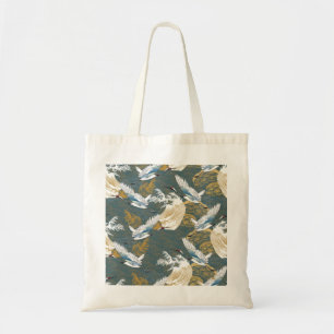 Japansk Vintage Crane Birds Mönster Tygkasse