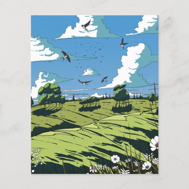 Japansk vintage landskap nattetid (Framsida)
