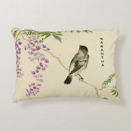 Japansk Vintage Lilac Sparrow accent Pillow Prydnadskudde