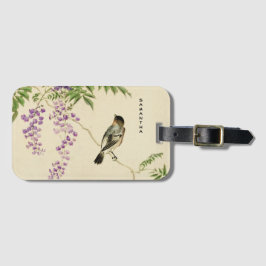 Japansk Vintage Lilac Sparrow Luggage Tag Bagagebricka