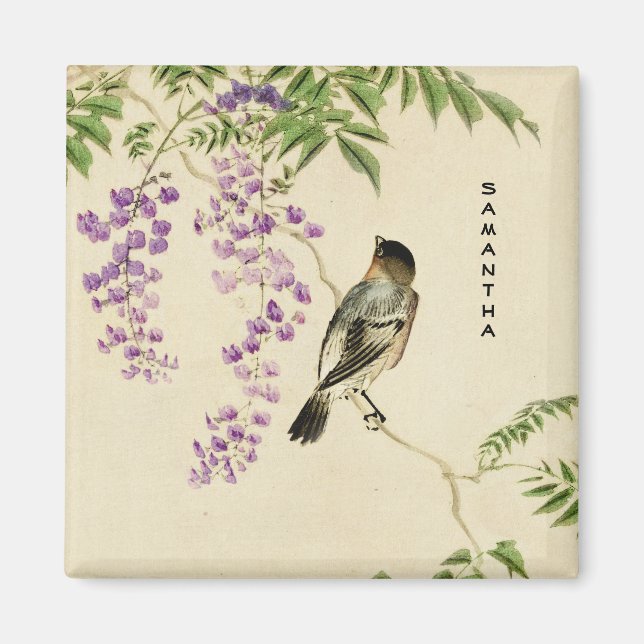 Japansk Vintage Lilac Sparrow Magnet (Framsidan)