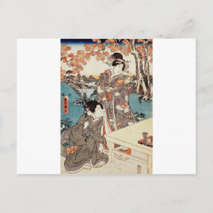 Japansk vintage ukiyo-e geisha gammal rulle vykort
