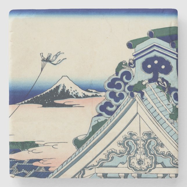 Japansk vintagekonst Fuji från det Honganji Underlägg Sten (Framsidan)