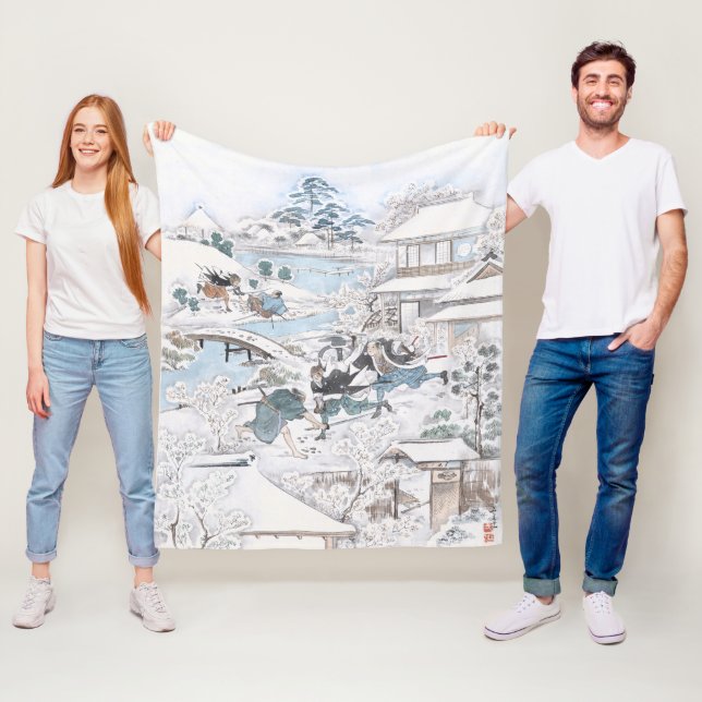Japansk vinter Ukiyo-e av 47na Ronin Fleecefilt (På plats)