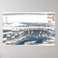 Japansk vintermålning av Nihon överbryggar, Tokyo
