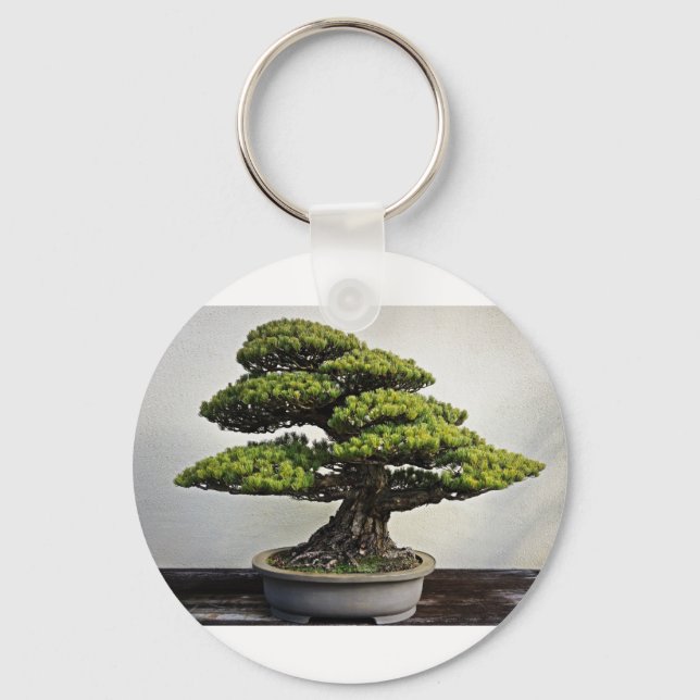 Japansk vit Gräs Bonsai Nyckelring (Framsida)