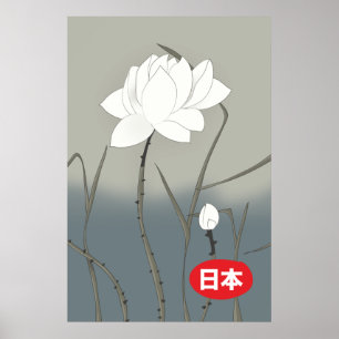 Japansk Vita Rosor Poster