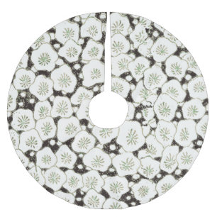Japansk vitblommiga blommigt julgransmatta borstad polyester
