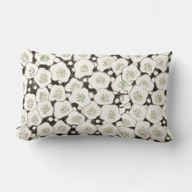 Japansk vitblommiga blommigt lumbarkudde (Framsida)