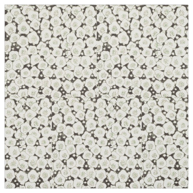 Japansk vitblommiga blommigt tyg (Provkarta)