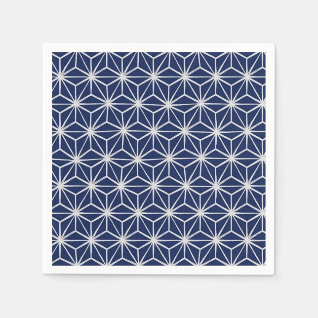 Japansk wagara asanoha geometrisk blå pappersservett (Framsidan)