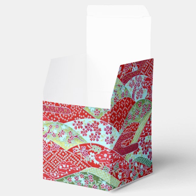 Japansk Washi Art Red Blommigt Origami Box Presentaskar (Öppnad)