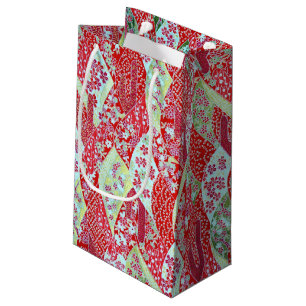 Japansk Washi Red Blommigt Origami Yuzen Gift Bag