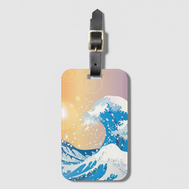 Japansk Wave Art Sunset Ocean Bagagebricka (Framsida vertikal)