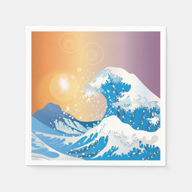 Japansk Wave Art Sunset Ocean Pappersservett (Framsidan)
