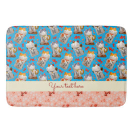 Japansk Wave Lucky Cat med Koi Blue Badrumsmatta