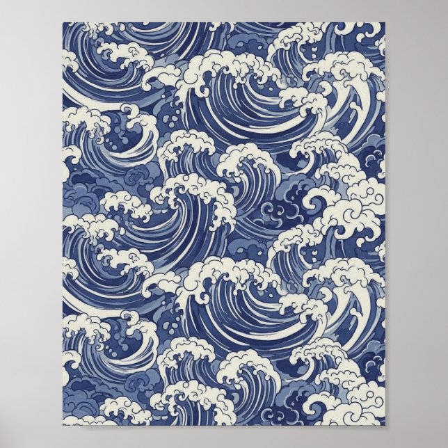 Japansk Wave Mönster - Ocean Art Print Poster (Framsidan)
