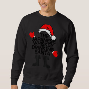 Japansk whiskey Drinking Santa Funny Helgdag Lång Ärmad Tröja