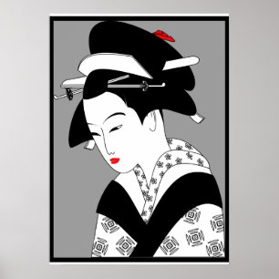 Japansk Woman Geisha-Vintage Poster