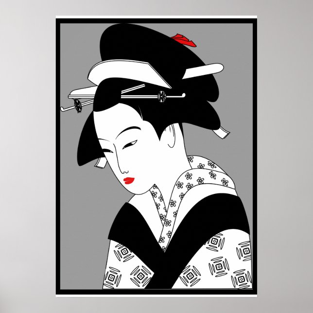 Japansk Woman Geisha-Vintage Poster (Framsidan)