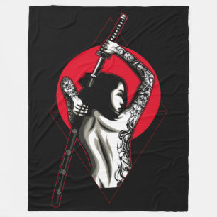 Japansk Woman Warrior Fleecefilt
