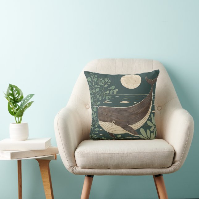 Japansk Woodblock Whale Kudde (Stol)