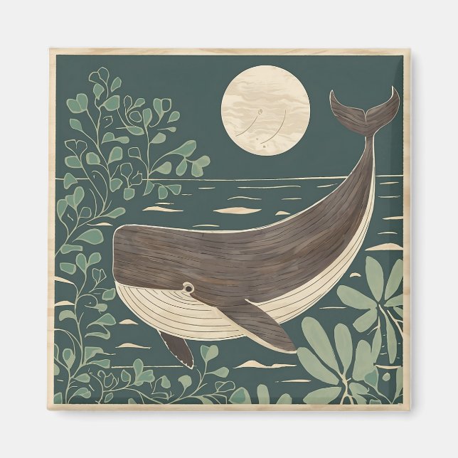 Japansk Woodblock Whale Magnet (Framsidan)