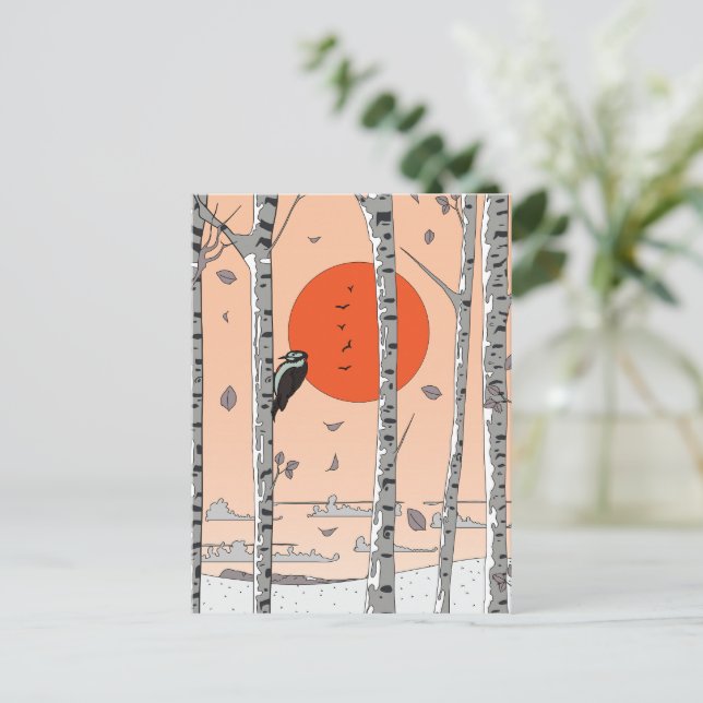 Japansk Woodpecker Vykort (Stående Fram)