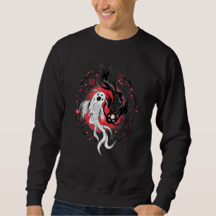 Japansk Yin Yang Koi Fish art Lång Ärmad Tröja