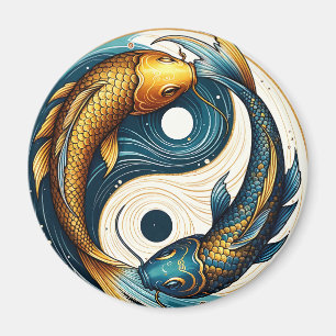 Japansk Yin Yang-symbol Karpfiskar Magnet