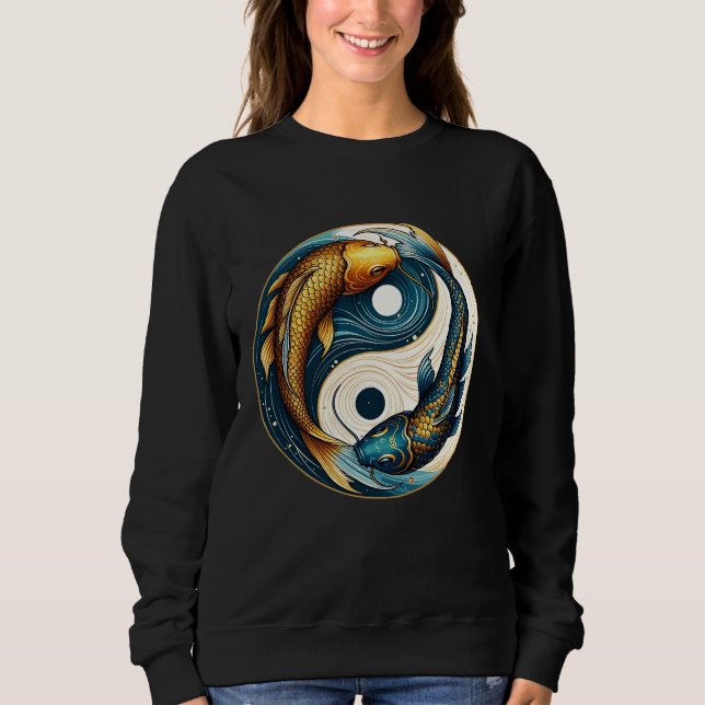 Japansk Yin Yang-symbol Koi-fisk T Shirt (Framsida)