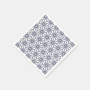 Japansk Yukata Jinbei Asanoha Navy blue Pappersservett