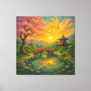 Japansk Zen Garden Sunset Wall Art Canvastryck