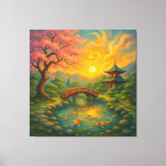 Japansk Zen Garden Sunset Wall Art Canvastryck (Framsida)