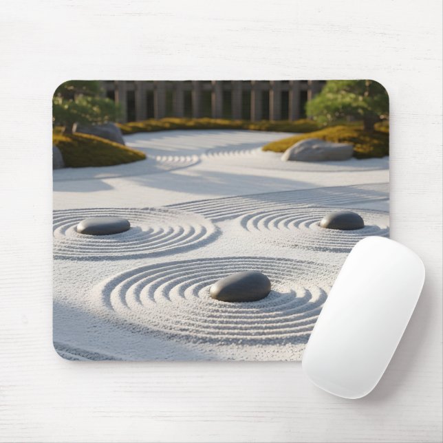 Japansk Zen Trädgård Sand Konst Meditation Musmatta (Med mus)