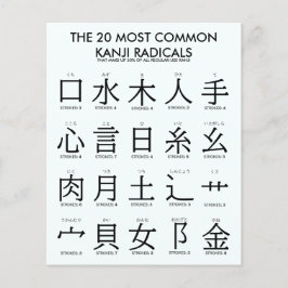 japanska | 20 Vanligaste Kanji Radicals Flygblad