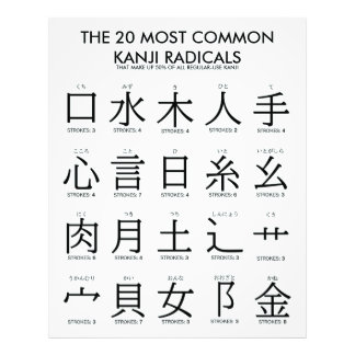 japanska | 20 Vanligaste Kanji Radicals Fototryck