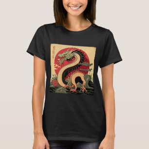 Japanska Aesthetic Red Dragon Symbol Kanji Japan T Shirt