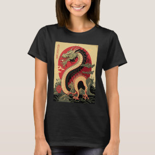 Japanska Aesthetic Red Dragon Symbol Kanji Japan T Shirt