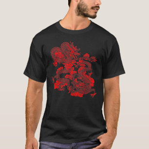 Japanska Aesthetic Red Dragon Symbol Kanji Tatto T Shirt