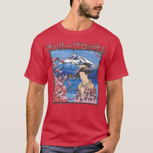 Japanska Aesthetic Sakura Girl Cherry Blommar O T Shirt