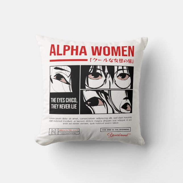 Japanska Anime Alpha Women Kudde (Framsida)