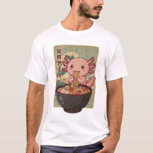 Japanska Anime Axolotls Ramen Svart Axolotl Äter T Shirt