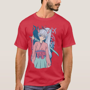 Japanska Anime Demon Samurai Ninja Girl Katana Swo T Shirt