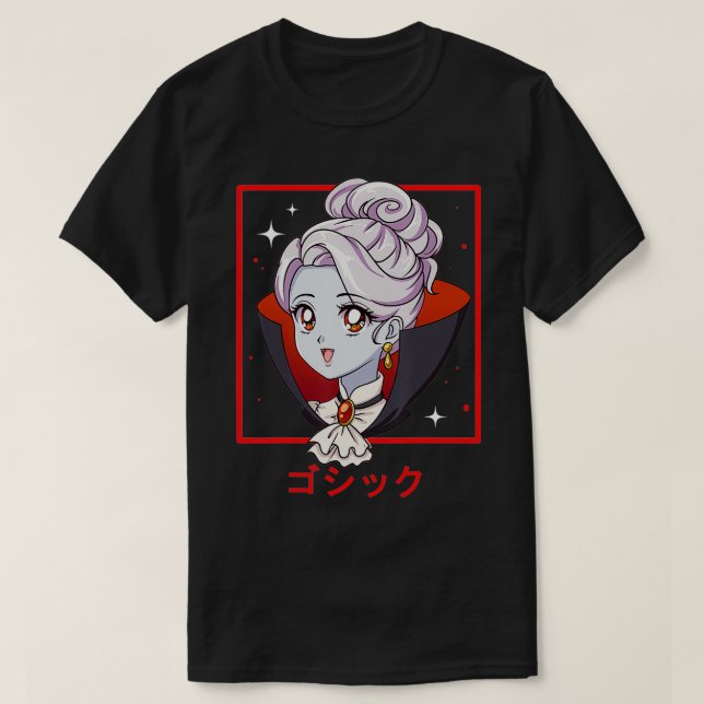 Japanska Anime Girl Punk Evil Manga Pastel Menher T Shirt (Design framsida)