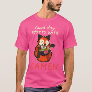 Japanska Anime Kawaii Ramen Noodles Fox T Shirt