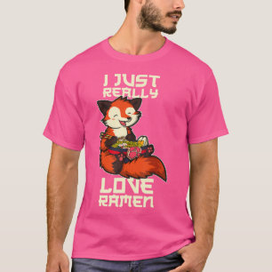 Japanska Anime Kawaii Ramen Noodles Fox T Shirt