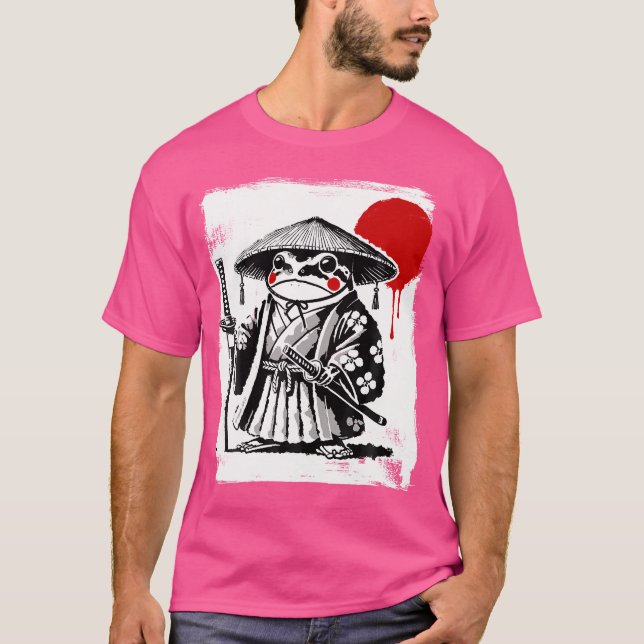 Japanska Anime Samurai Frog Ukiyo-E Art T Shirt (Framsida)