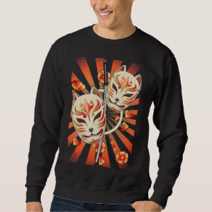 Japanska Anime Samurai Sword Mask Flowers Lång Ärmad Tröja